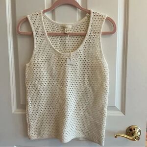 Chic Cream Sleeveless Crochet Tank Top